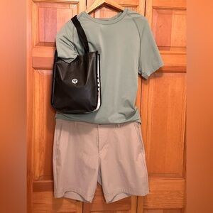 Men’s lululemon ABC shorts size 33 khaki color 7” with shopping bag